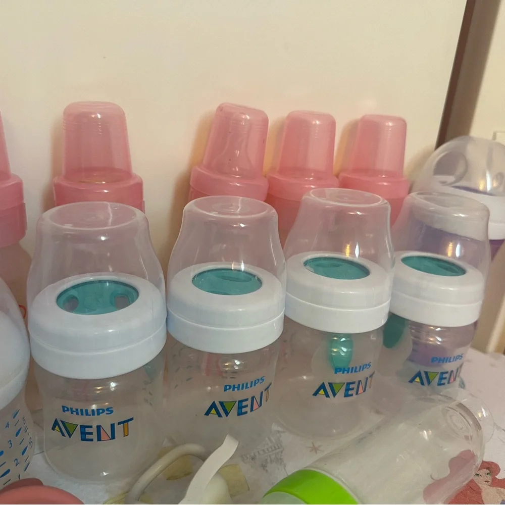 Baby Bottle and Pacifier Set - Pink, Blue, Green